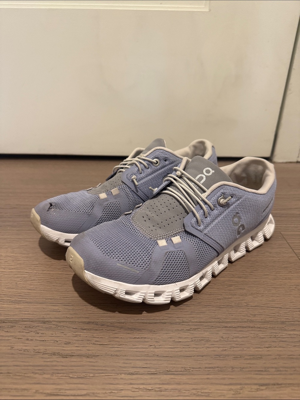On Running Women's Cloud Sneakers in Pale Blue and White